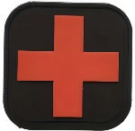 1"x1" PVC Black and Red Cross Patch