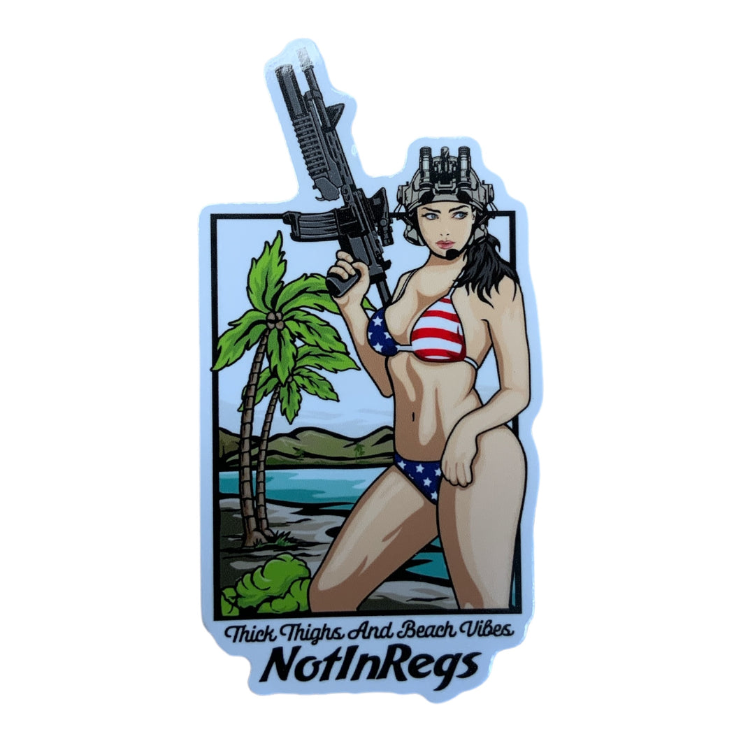 NotinRegs Thick Thighs and Beach Vibes Sticker