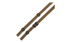 Load image into Gallery viewer, Two brown straps with black buckles on a white background